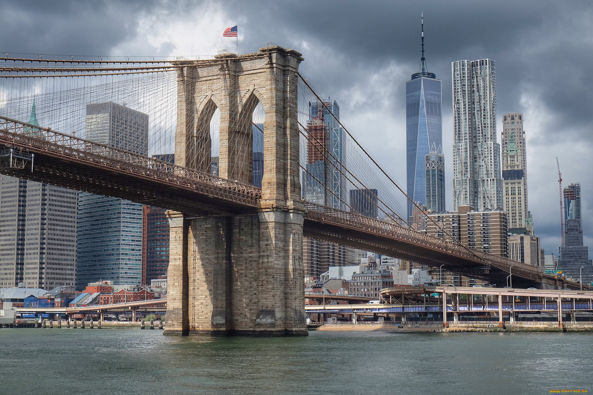 Бруклинский мост Нью-Йорк-башня-свободы